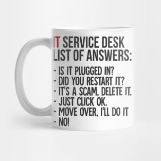 IT Service Desk List Of Answers Mug